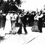 Historical photograph of people dancing tango in Palermo, Buenos Aires, circa 1890