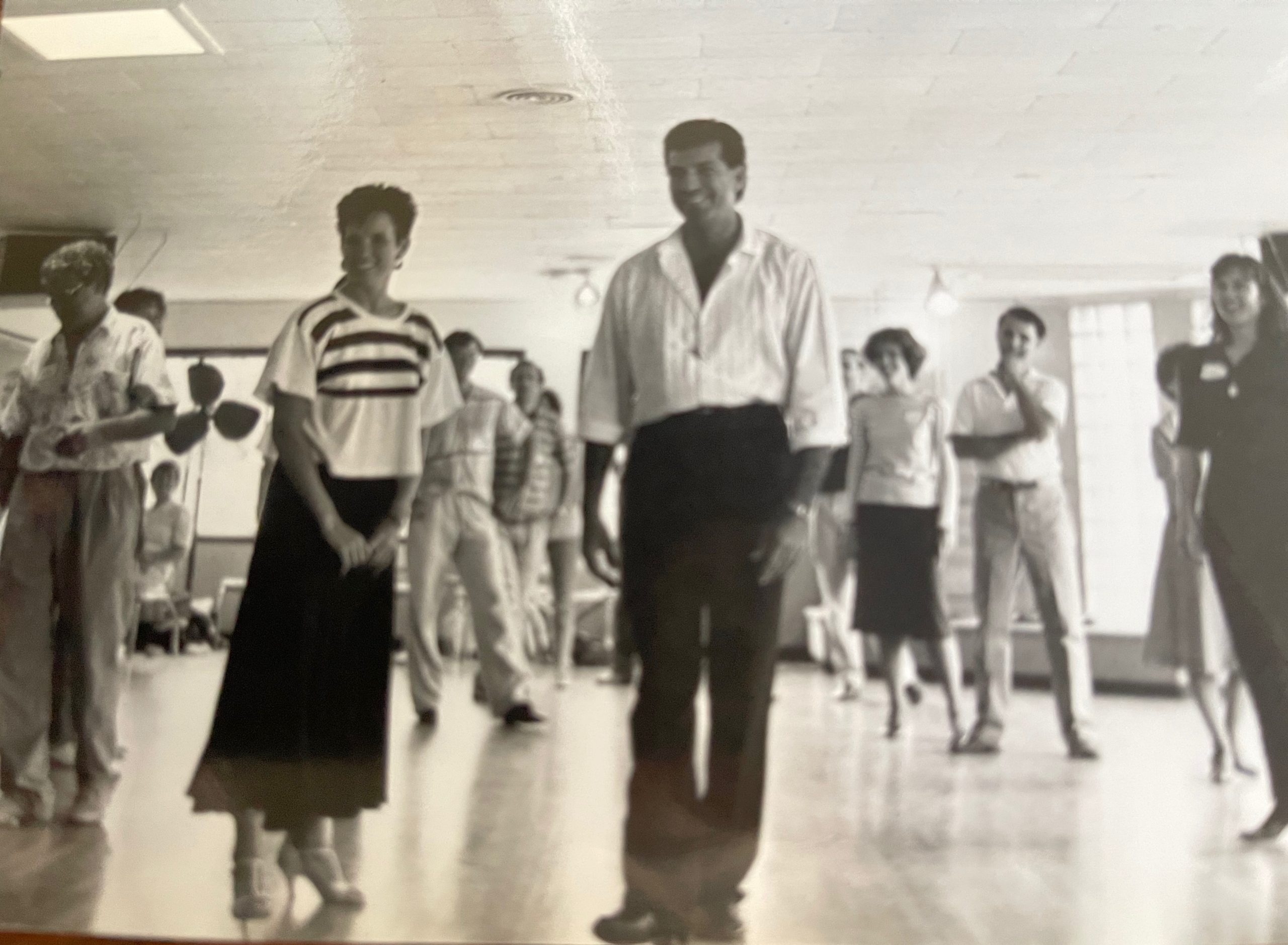 Ron Montez teaching a cha-cha workshop at the Avenue Ballroom in San Francisco in 1989